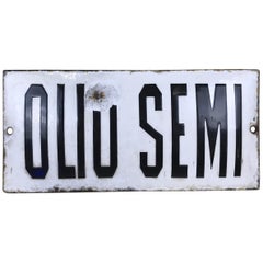 1920s Vintage Italian Enamel Metal Sign "Olio Semi", 
Seed Oil
