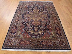 1920s Vintage Persian Kashan Rug Navy Blue, Mint Condition