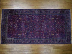 1920s Vintage Persian Mashad Hand Knotted Rug, Long and Narrow