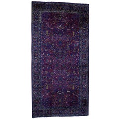 1920s Vintage Persian Mashad Hand Knotted Rug, Long and Narrow