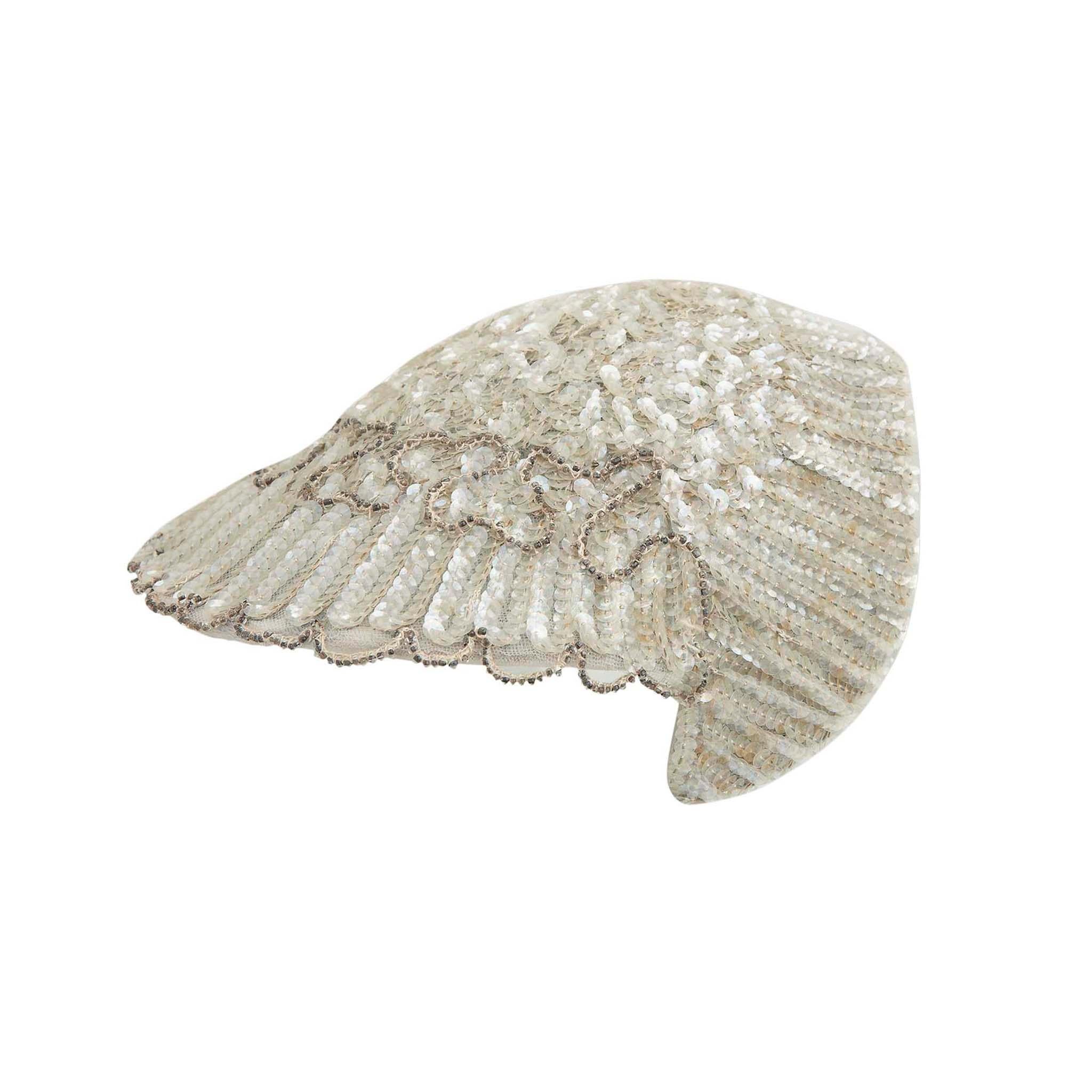 1920s Vintage Hat - Sequinned Art Deco Cap + Lace Lining In Good Condition For Sale In KENT, GB