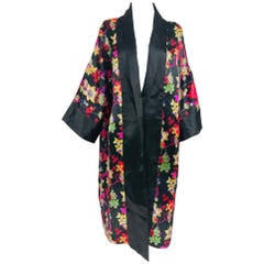 1920s Antique Silk Kimono Robe Fantasy Floral Print