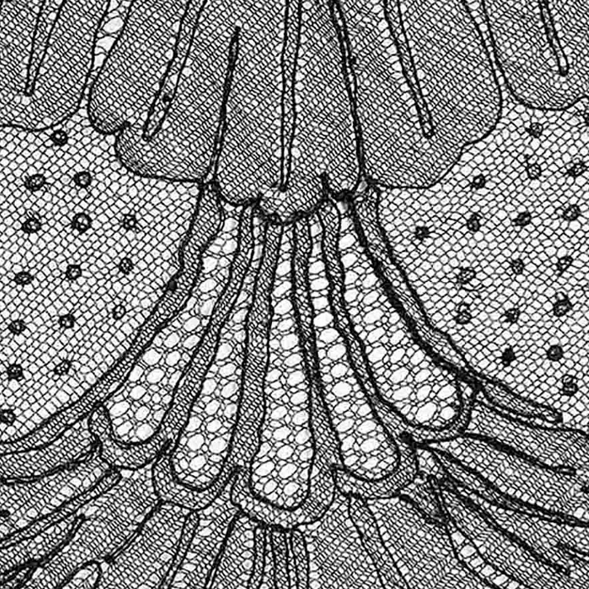 Black 1920s Vintage Dress - Floral Lace - Side Split + V-Neck Detail  For Sale