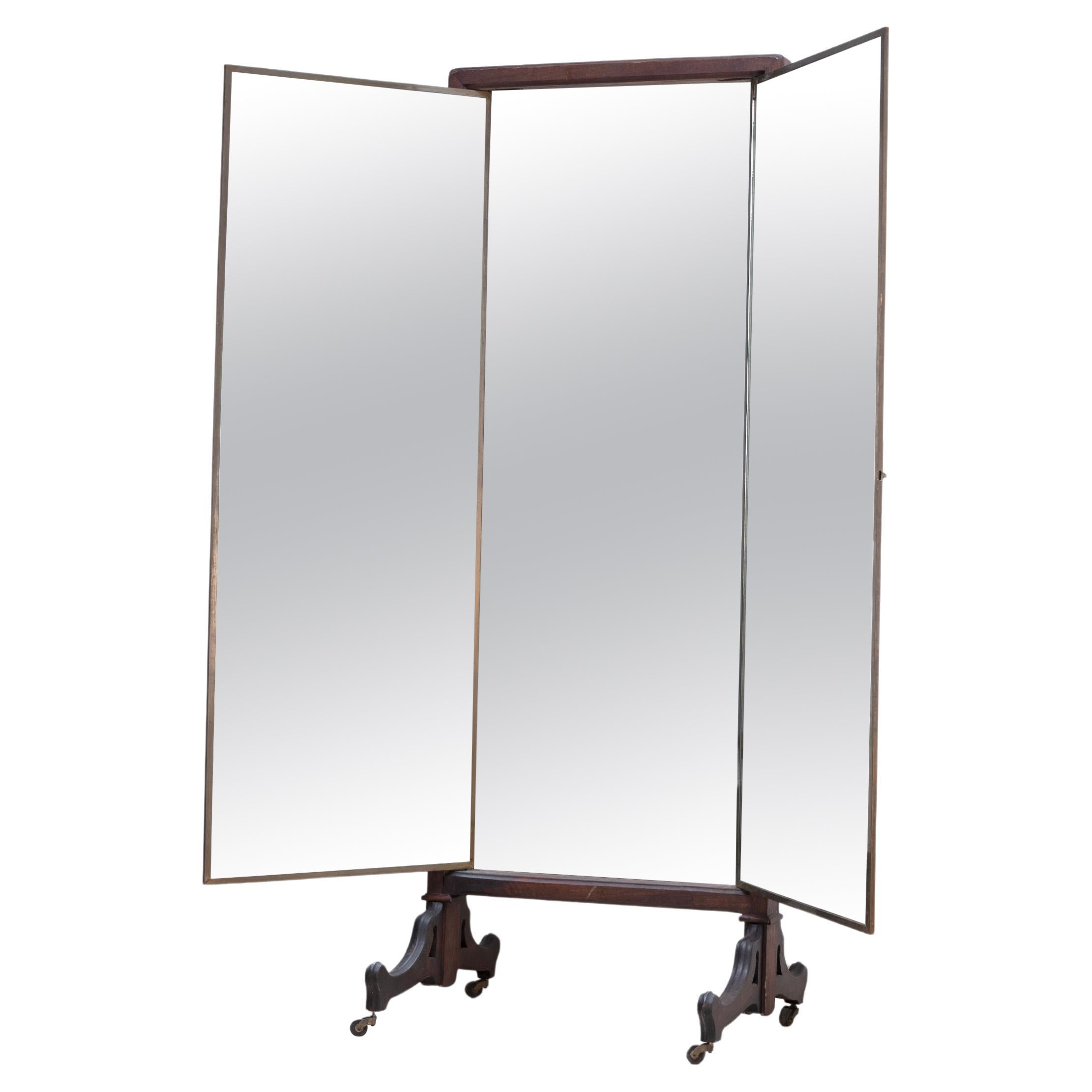 Miroir vintage à trois plis, MIROIR BROT, France, années 1920
