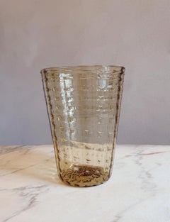 1920s Vittorio Zecchin Pale Yellow Large Hand-blown Murano Glass Strisce Vase