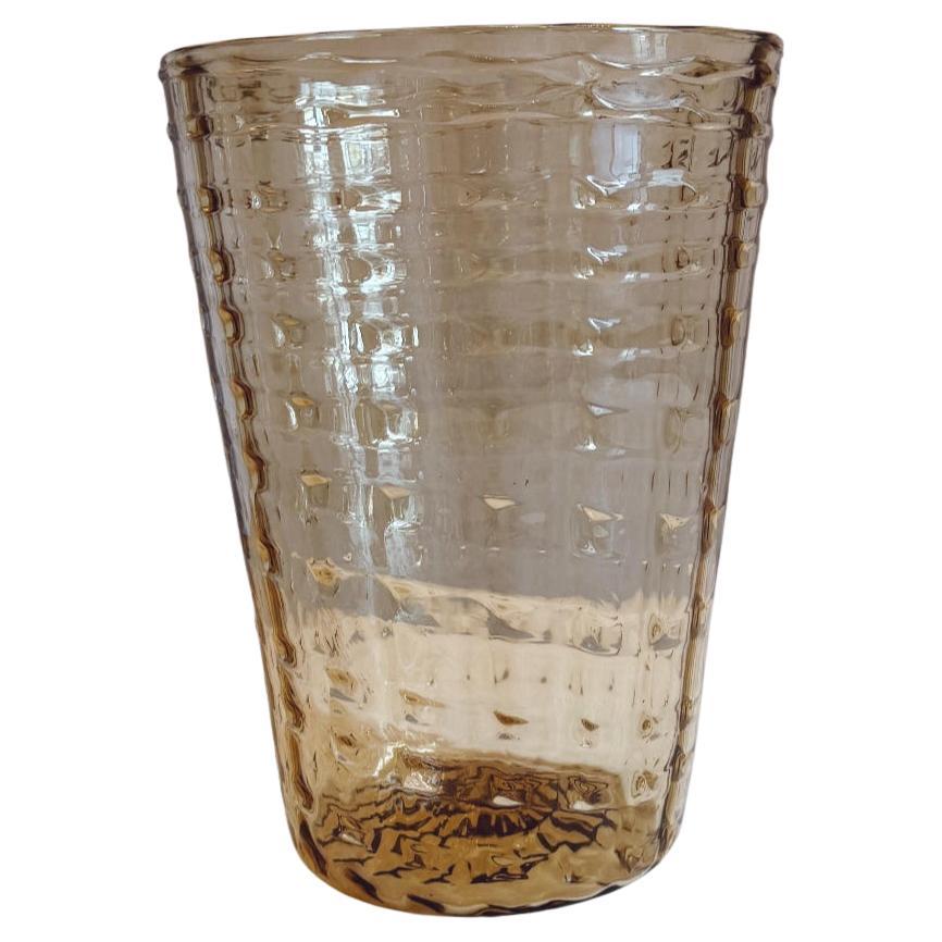 1920s Vittorio Zecchin Pale Yellow Large Hand-blown Murano Glass Strisce Vase