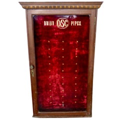 1920s Wall-Mounted Pipe Display Case for Briar OSC Pipes