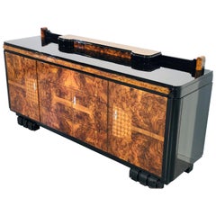 1920s Walnut Burl Art Deco Sideboard with Ornamentations, Limited Offer