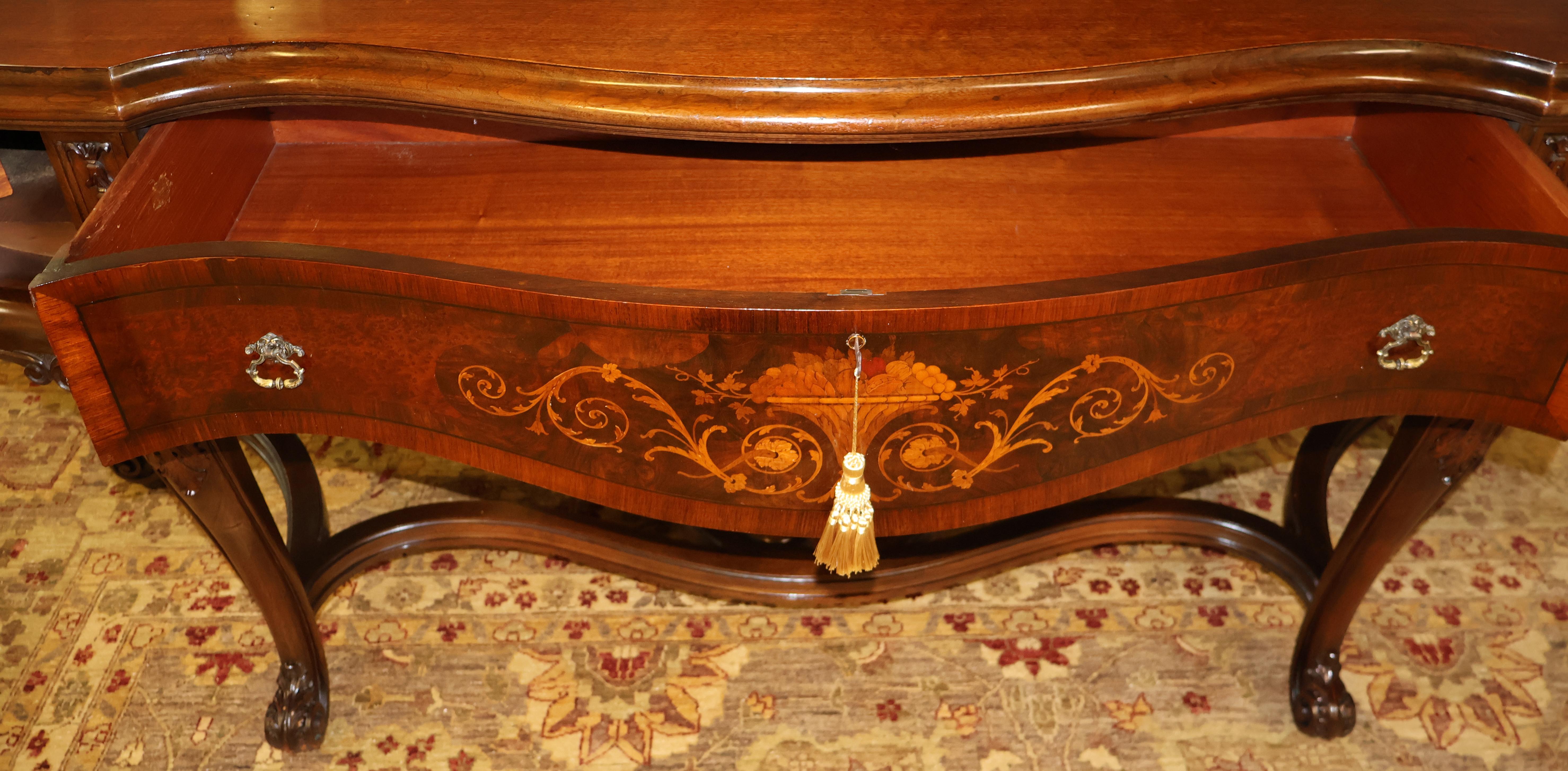 1920's Walnut Inlaid French Style Server Buffet Sideboard By Rockford Furniture For Sale 3