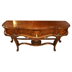 Used 1920's Walnut Inlaid French Style Server Buffet Sideboard By Rockford Furniture