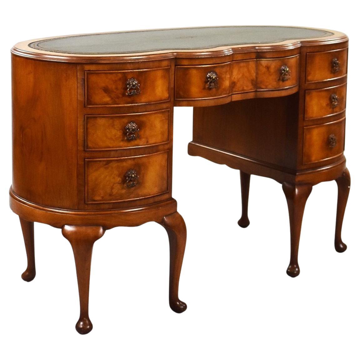 1920s Walnut Kidney Shaped Desk