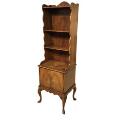 Antique 1920s Walnut Queen Anne Revival Waterfall Bookcase on Cupboard
