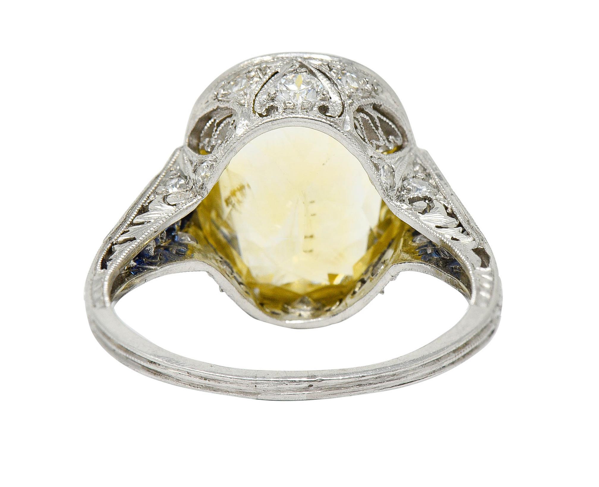 Mixed Cut 1920's Walton & Co. 8.60 Carats Sapphire Diamond Platinum Statement Ring