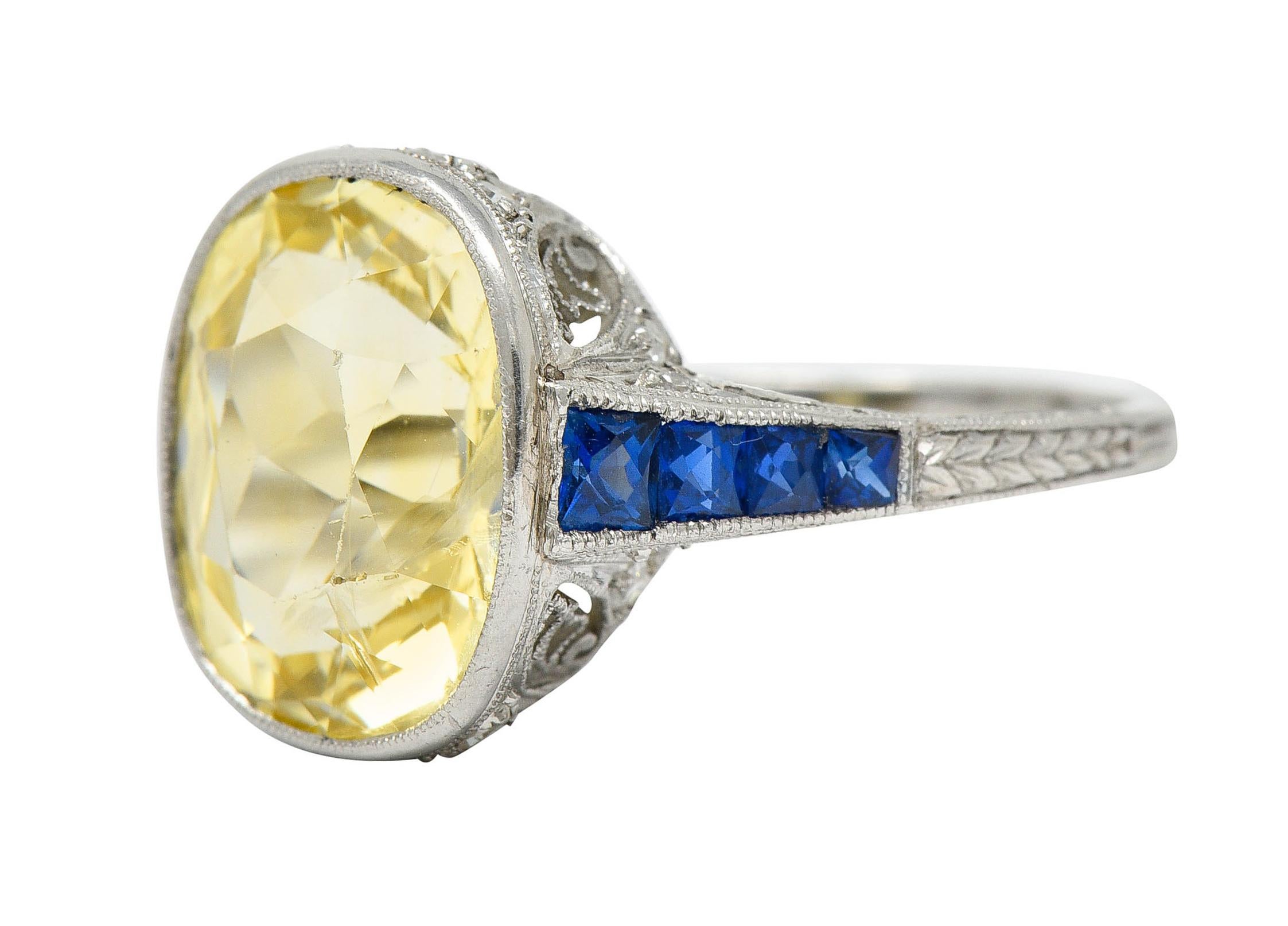 Women's or Men's 1920's Walton & Co. 8.60 Carats Sapphire Diamond Platinum Statement Ring