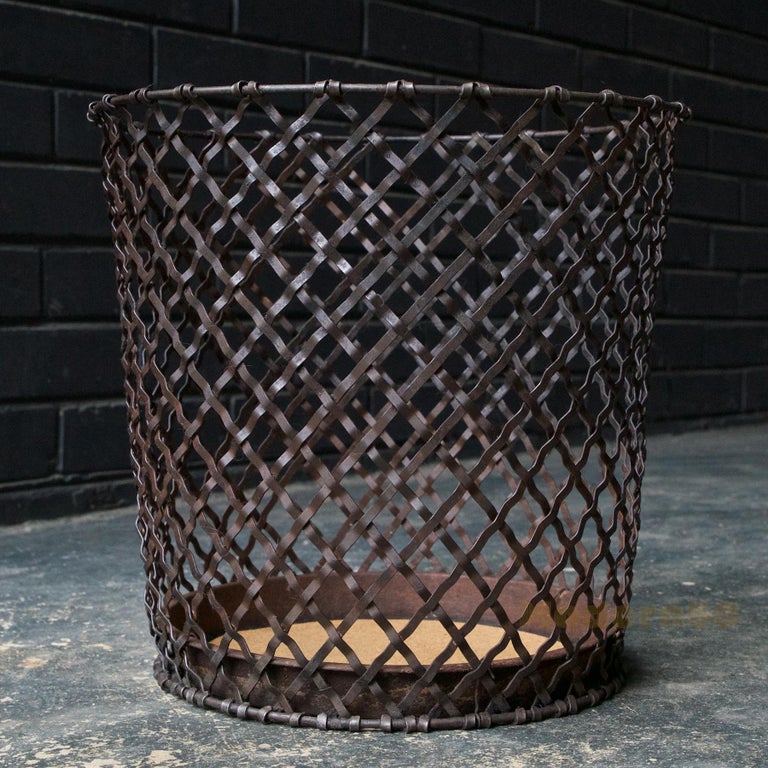 1920s Wastebasket Factory Office Lattice Wire Trash Can Vintage