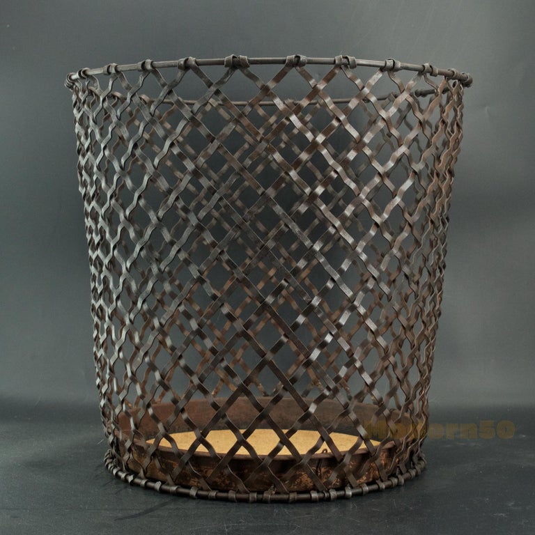 1920s Wastebasket Factory Office Lattice Wire Trash Can Vintage