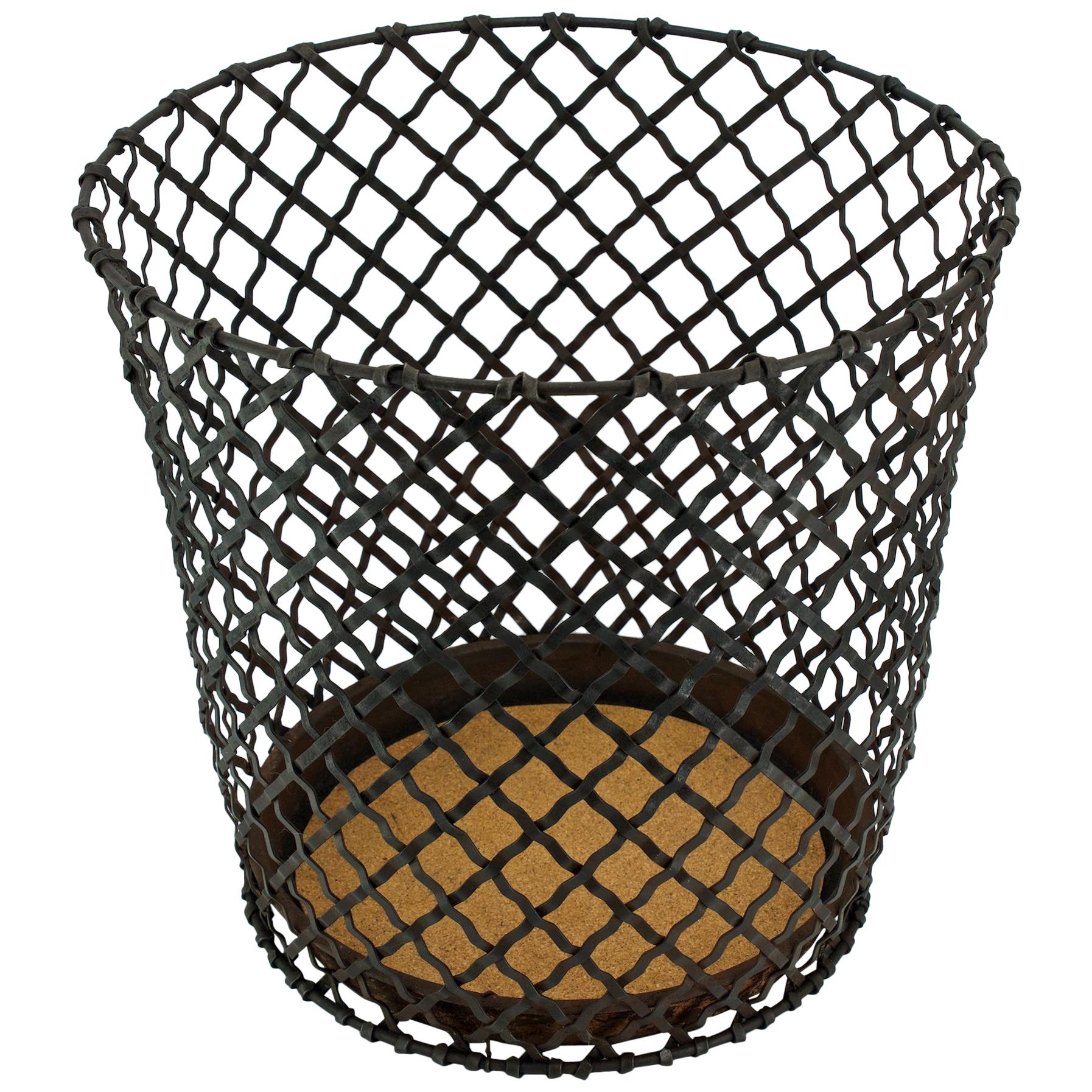 1920s Wastebasket Factory Office Lattice Wire Trash Can Vintage Industrial