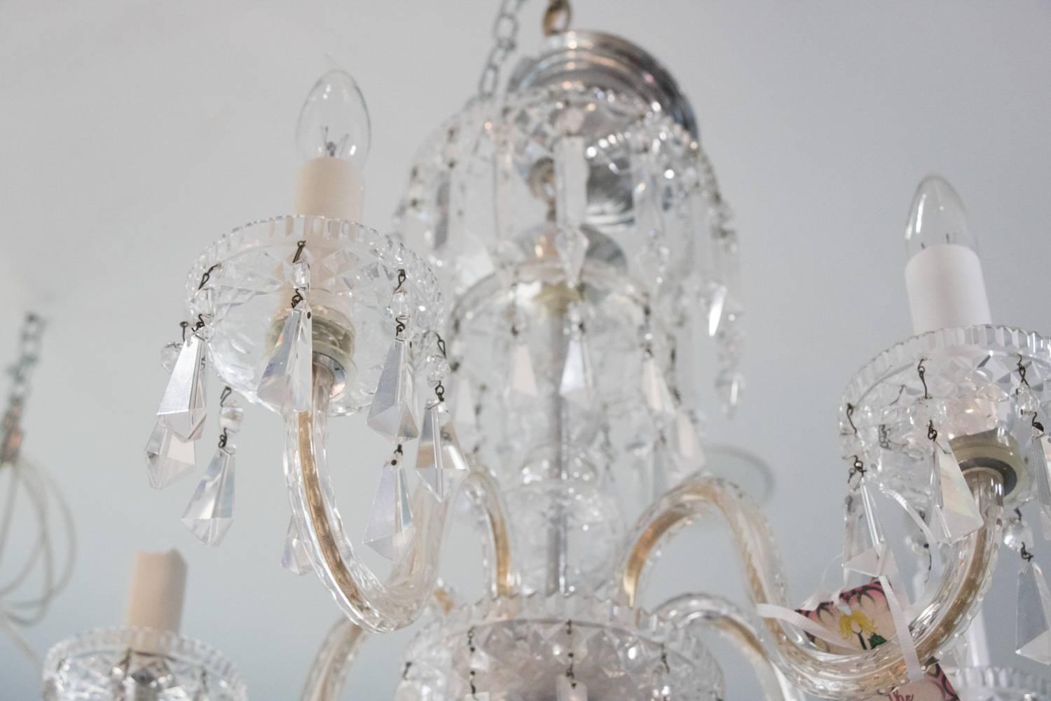 Hollywood Regency ON SALE NOW!! 1920s Waterford Style Fantastic! Cut Crystal Five-Arm Chandelier For Sale