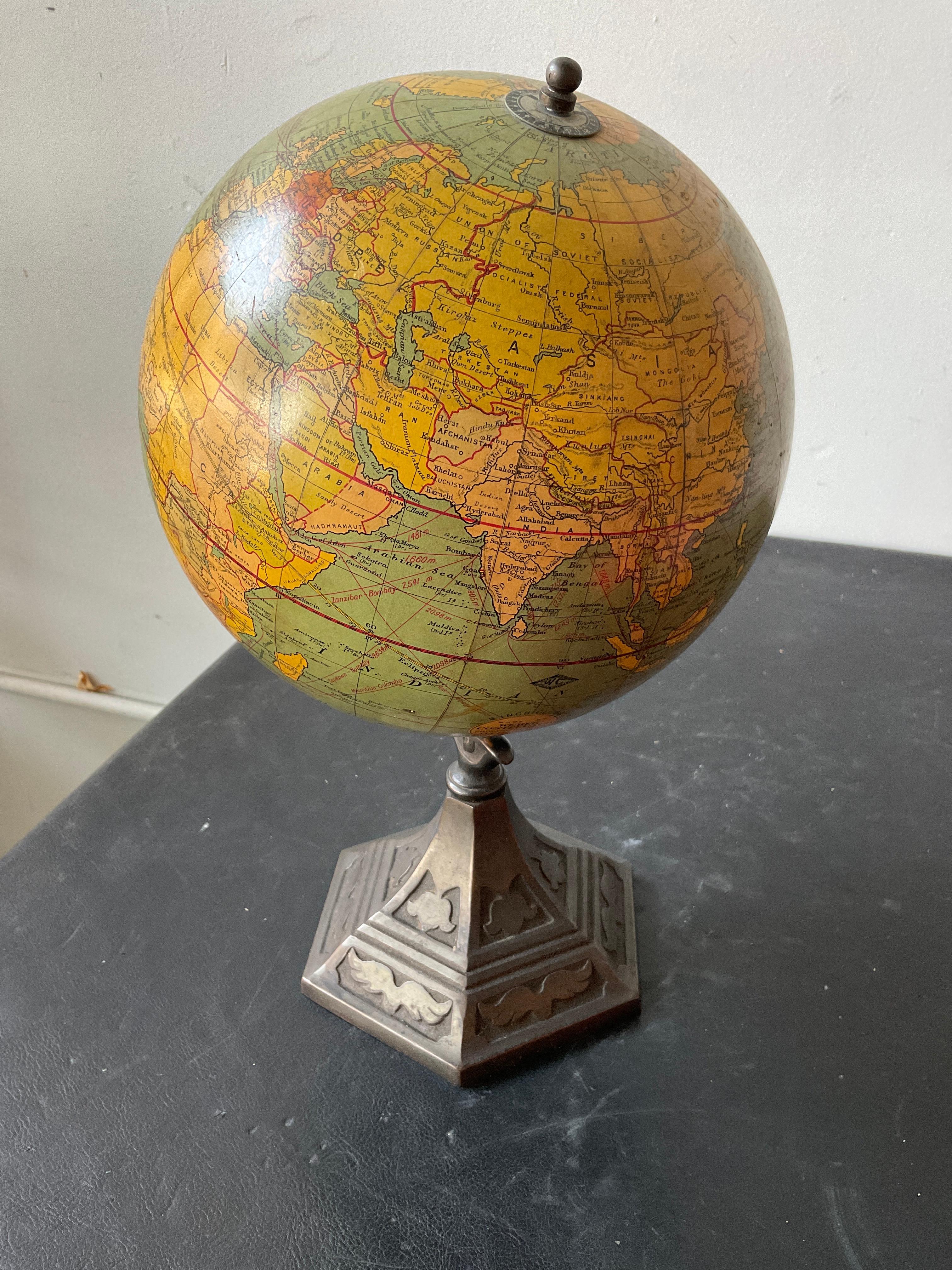 1920s Weber Costello 8 Inch Globe Made In England 5