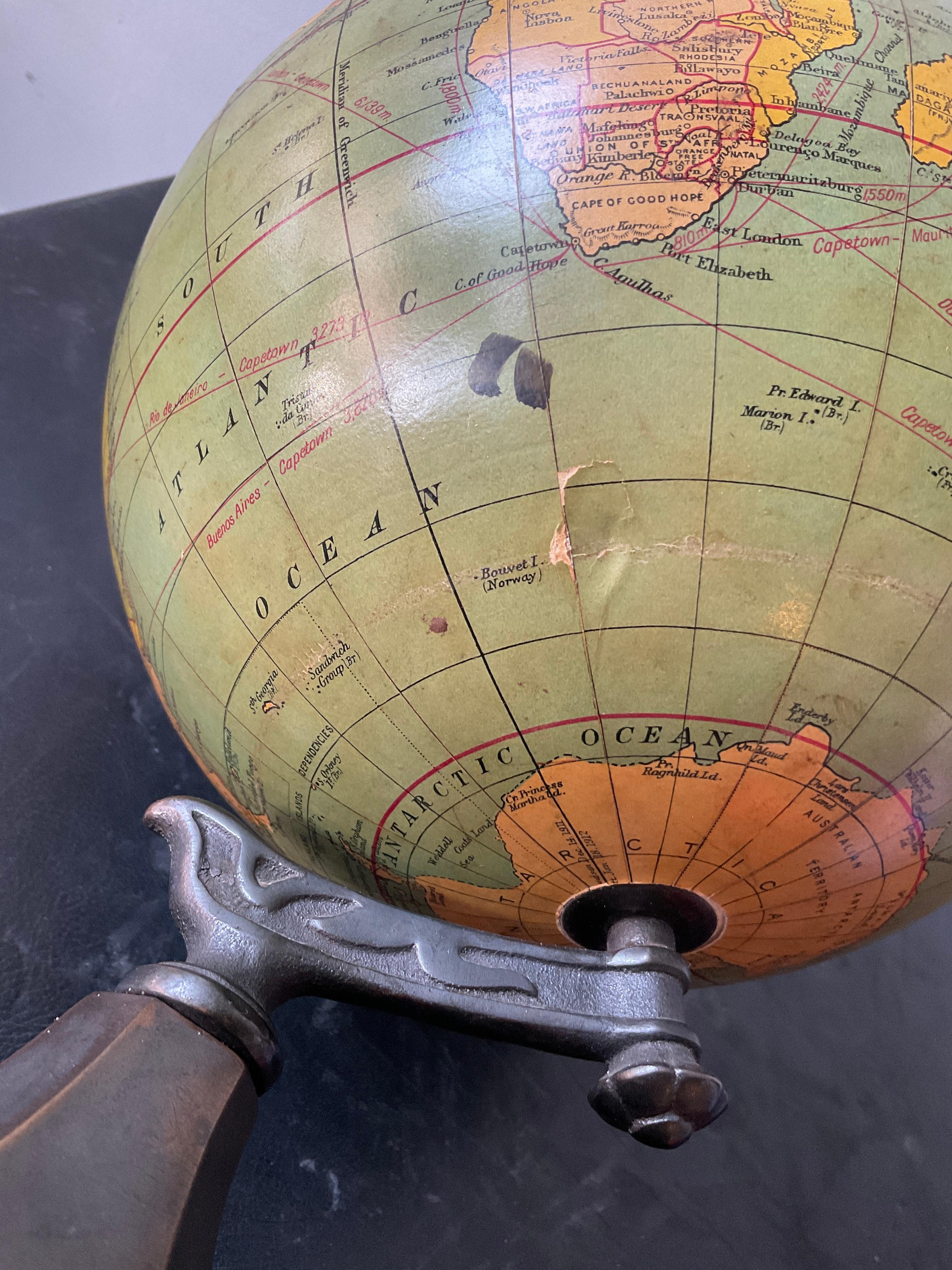 Paper 1920s Weber Costello 8 Inch Globe Made In England