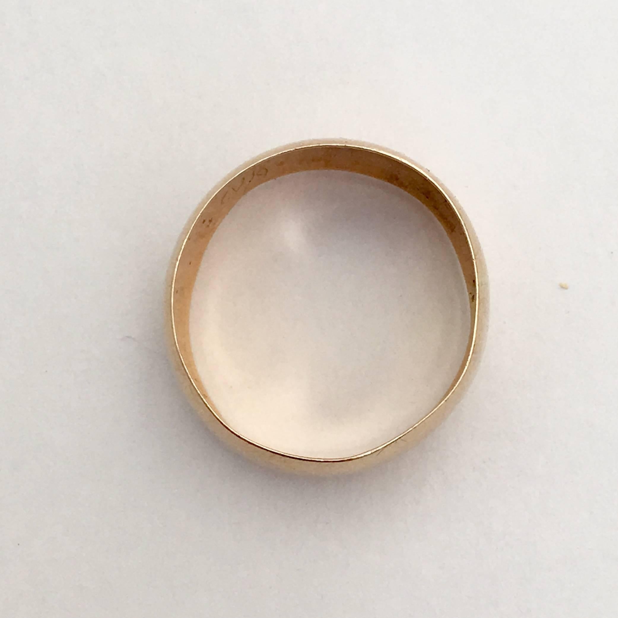 1920s Wedding Band Rose Gold Plain Wide Stacking Ring Chester Vintage Jewelry In Fair Condition In London, GB