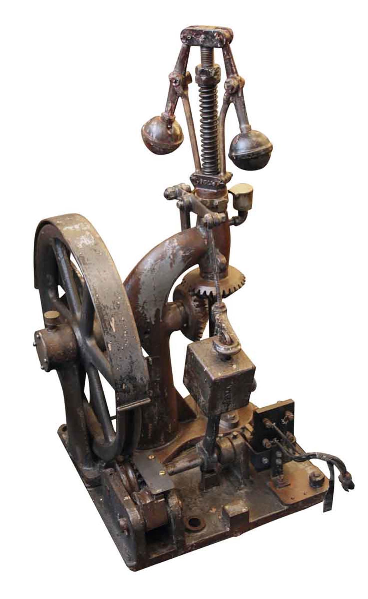 1920s Westinghouse elevator speed governor with all original parts. Stripped and lacquered. Very cool Industrial piece with gears and weights and would make great decor. This can be seen at our 302 Bowery location in Manhattan.