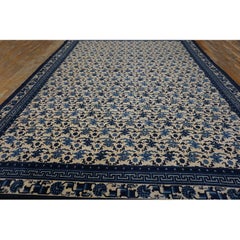 1920s White Antique Classic Chinoiserie Greek Key Chinese Peking Room Size Rug