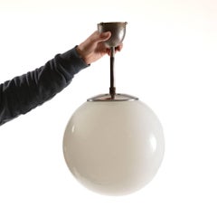 1920s White Ball Ceiling Light in Chrome