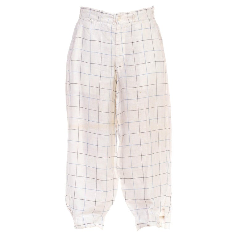 1920S White and Blue Linen Checkered Plus-Four Knickers Pants For Sale at  1stDibs