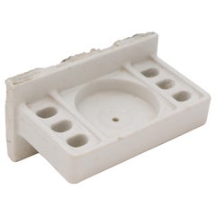 1920s White Ceramic Toothbrush & Cup Holder, Original Subway Tile Size from NYC