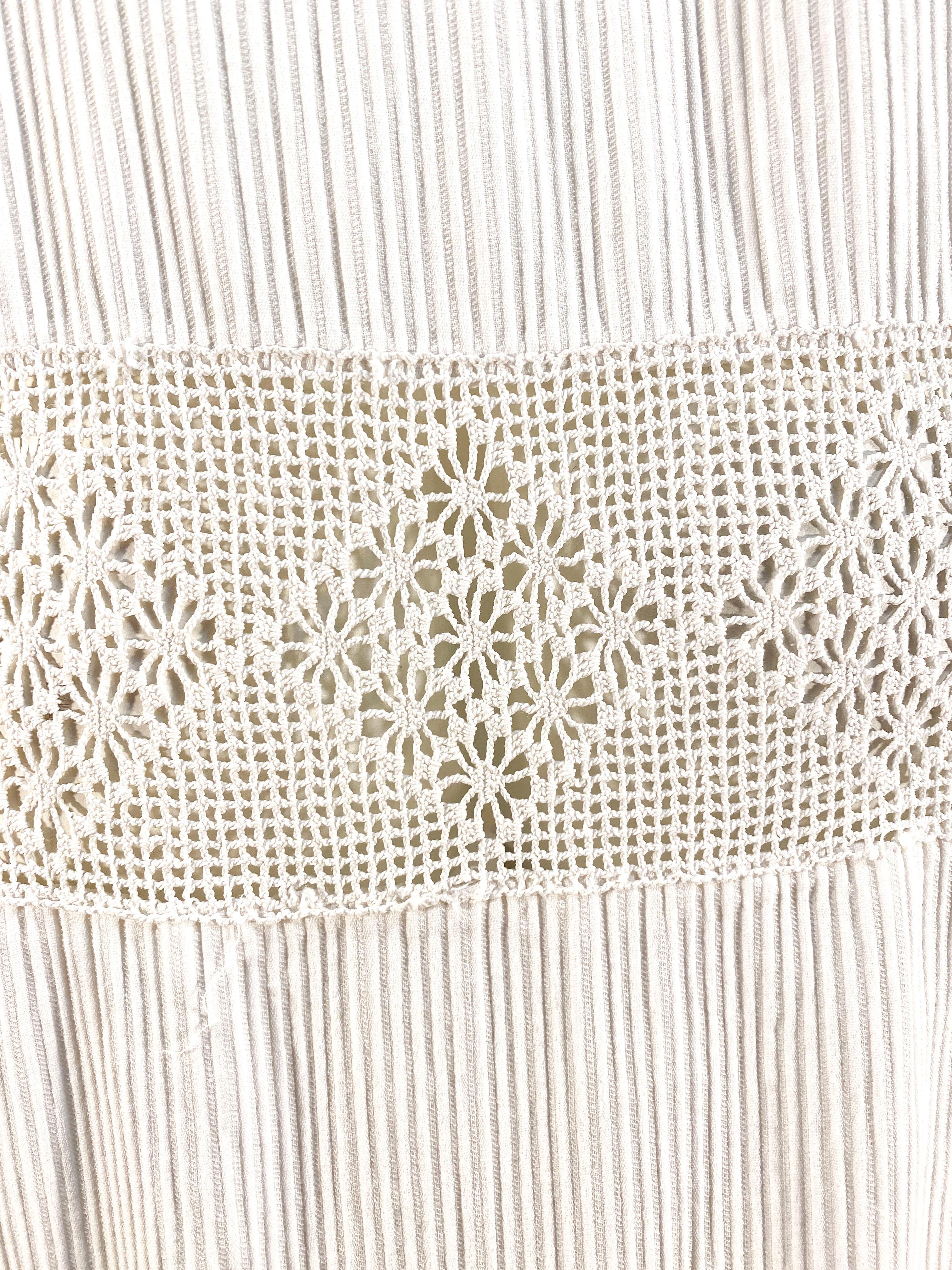 Women's 1920s White Cotton and Crochet Day Dress For Sale