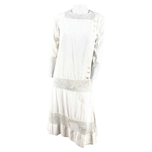 1920s White Cotton and Crochet Day Dress For Sale at 1stDibs | 1920s ...