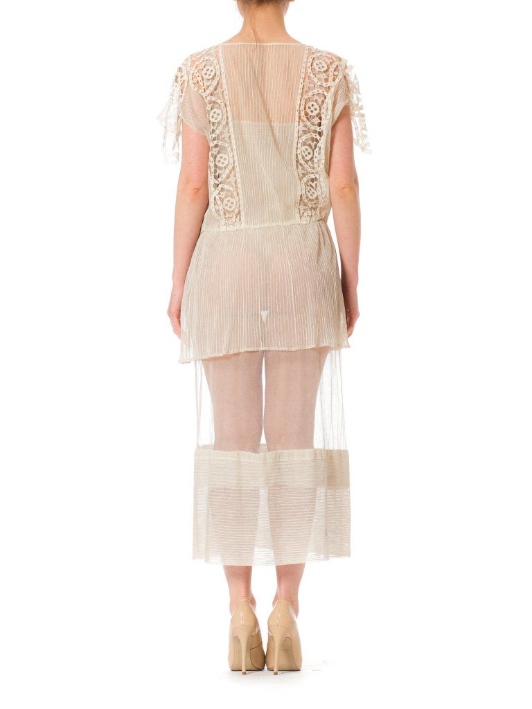 1920s Cream Cable Knit Dress