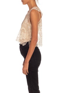 1920S White Filet Lace Sleeveless Top