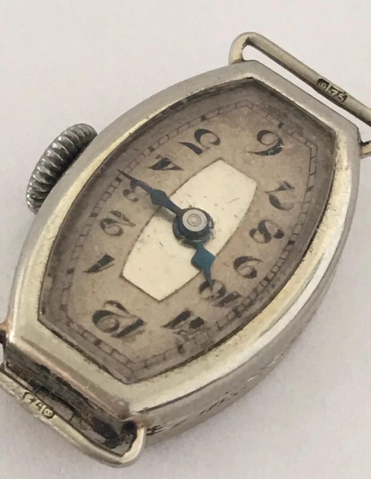 1920s White Gold Vintage Ladies Wristwatch 'no strap' In Good Condition For Sale In Carlisle, GB