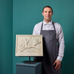 1920s White Marble Plaque on Stand