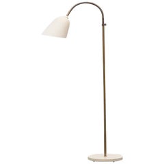 Antique 1920s White Metal, Brass Floor Lamp by Arne Jacobsen