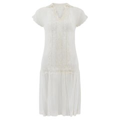 1920s White Tulle Drop Waisted Lawn or Wedding Dress