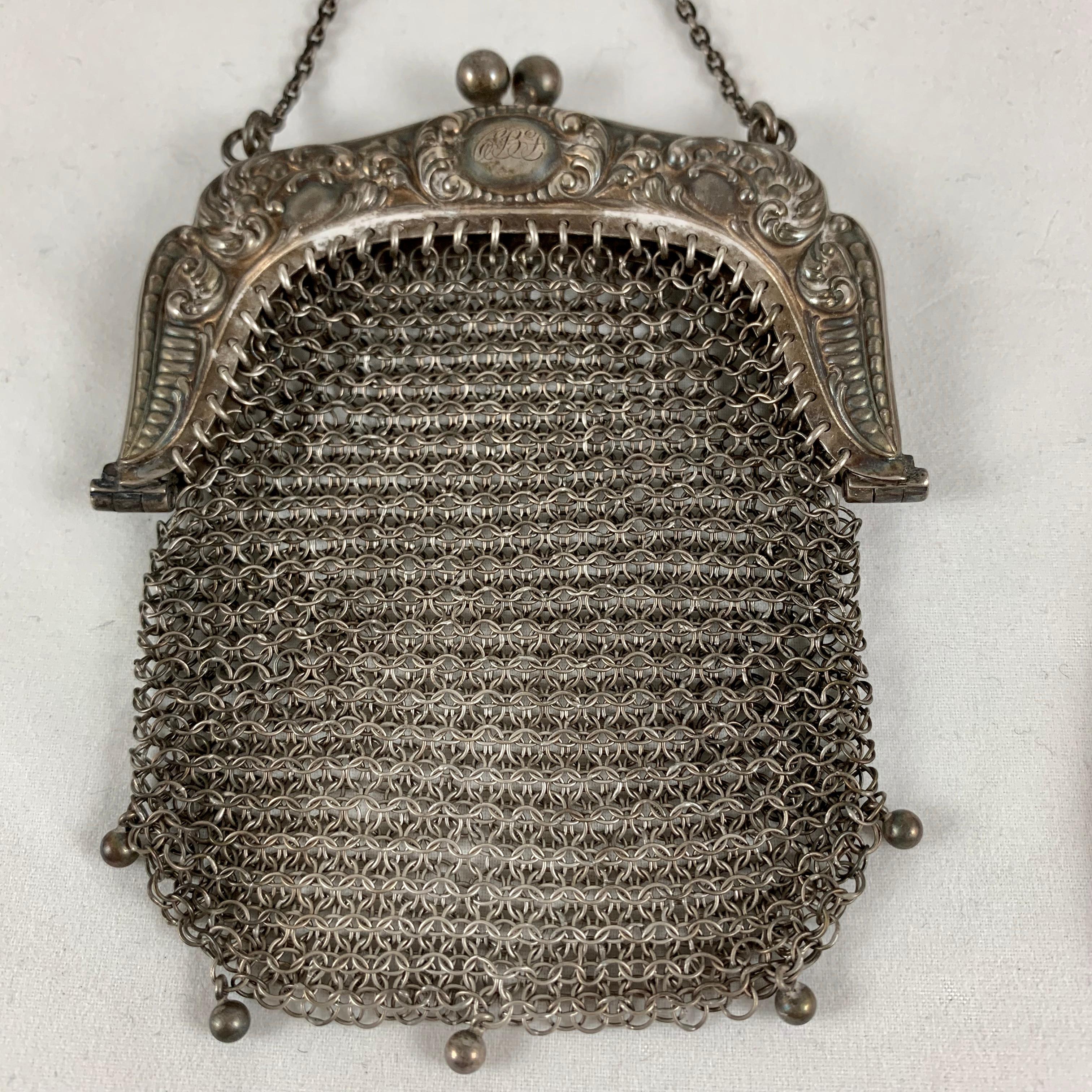 1920s Whiting and Davis Sterling Silver Mesh Art Deco Evening Bags, Group of 3 5