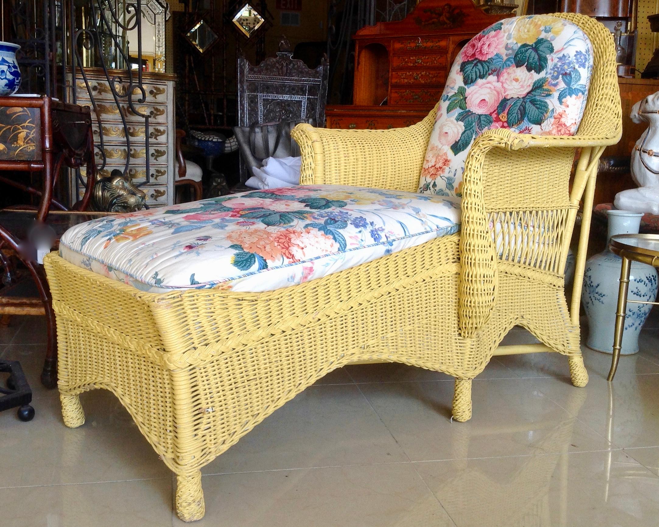 Painted 1920s Wicker Chase Lounge