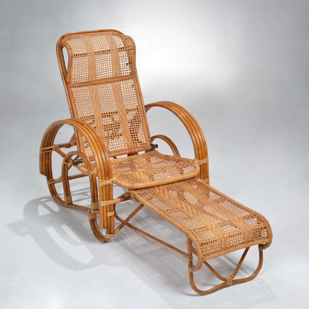 1920’s Wicker Lounge to Chaise Chair with Extendable Ottoman 6