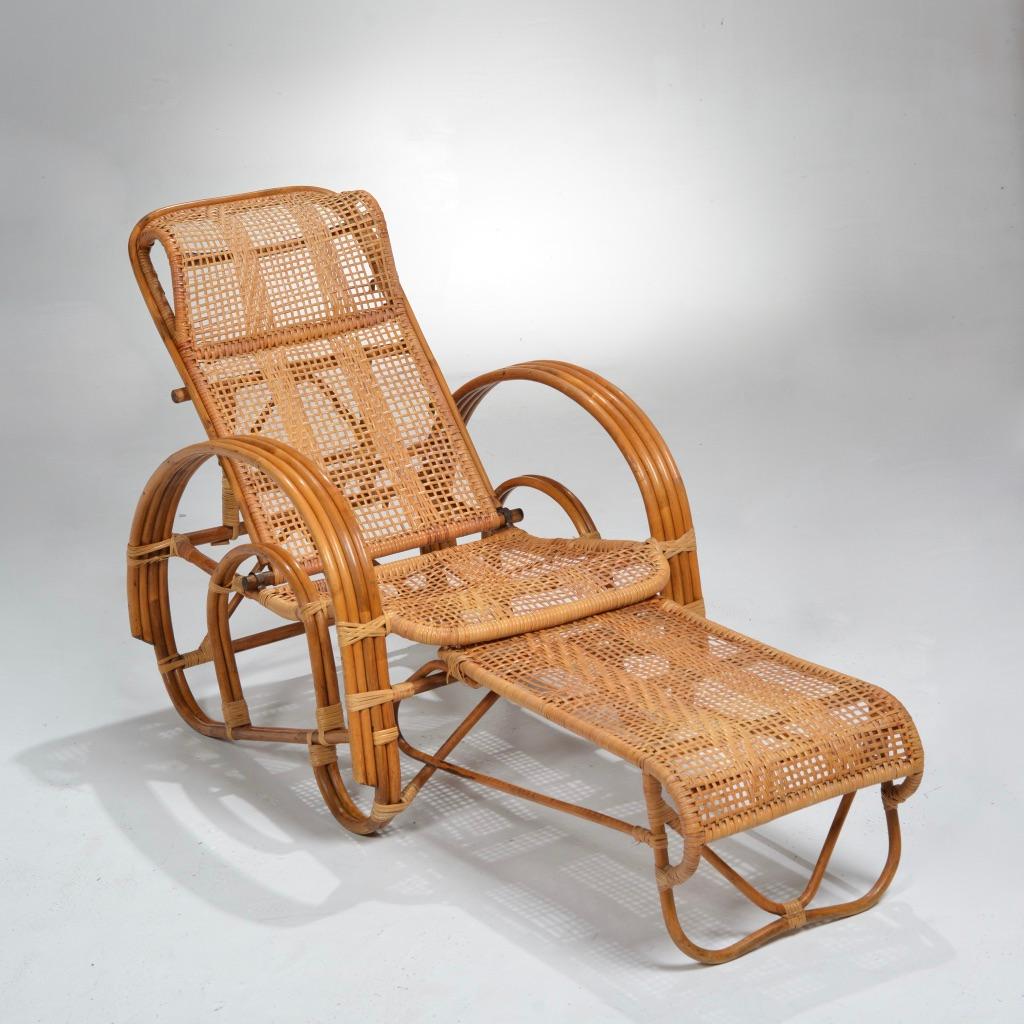 1920’s Wicker Lounge to Chaise Chair with Extendable Ottoman 7