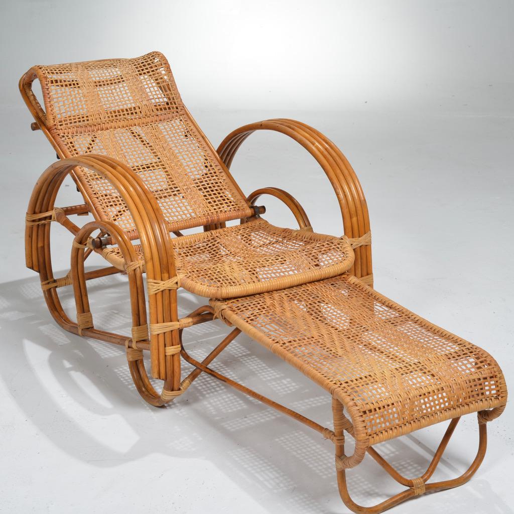 1920’s Wicker Lounge to Chaise Chair with Extendable Ottoman 11