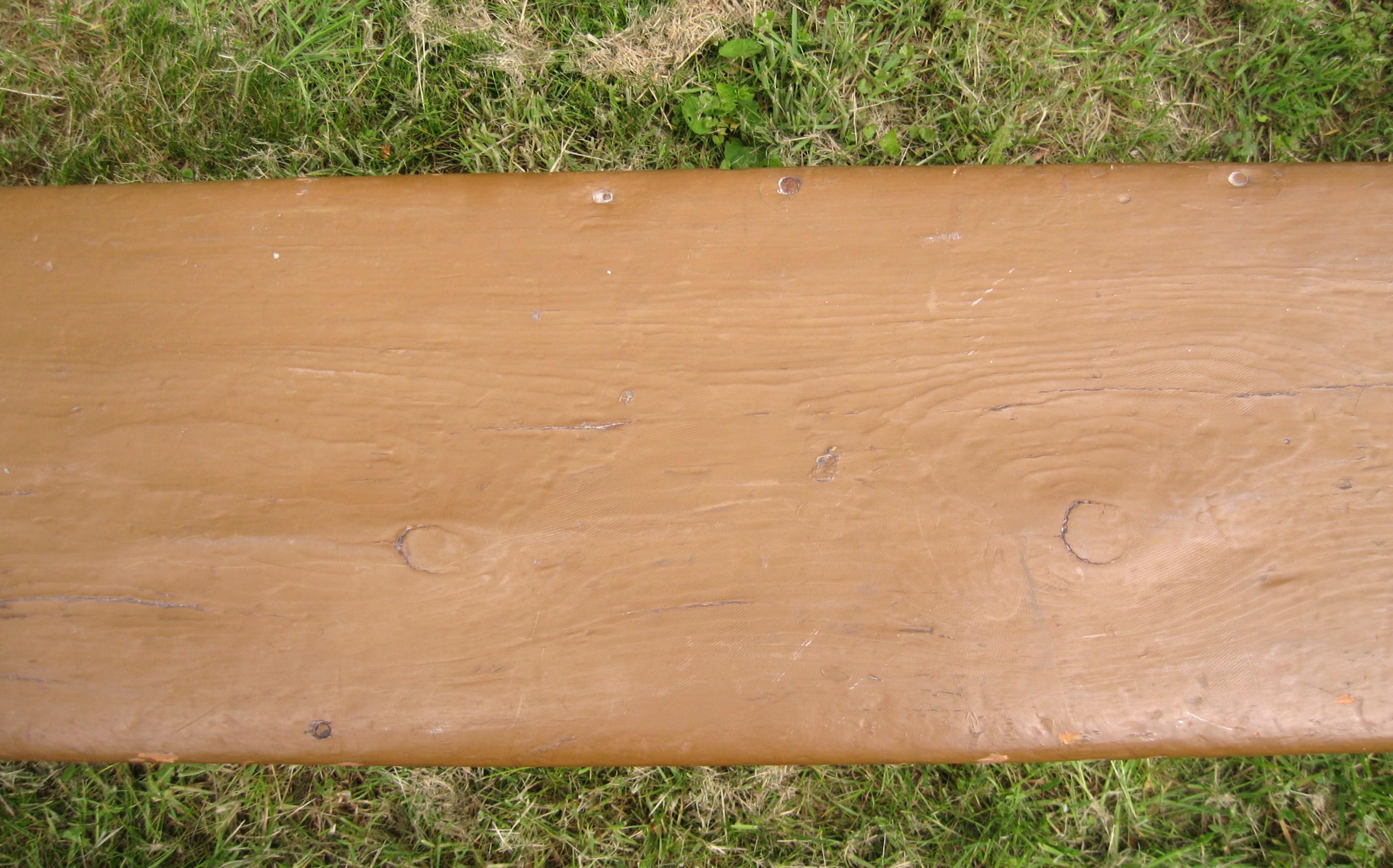 Hand-Crafted 1920s Wonderful Pine Bench Golden Putty Color over Old Red Wash For Sale