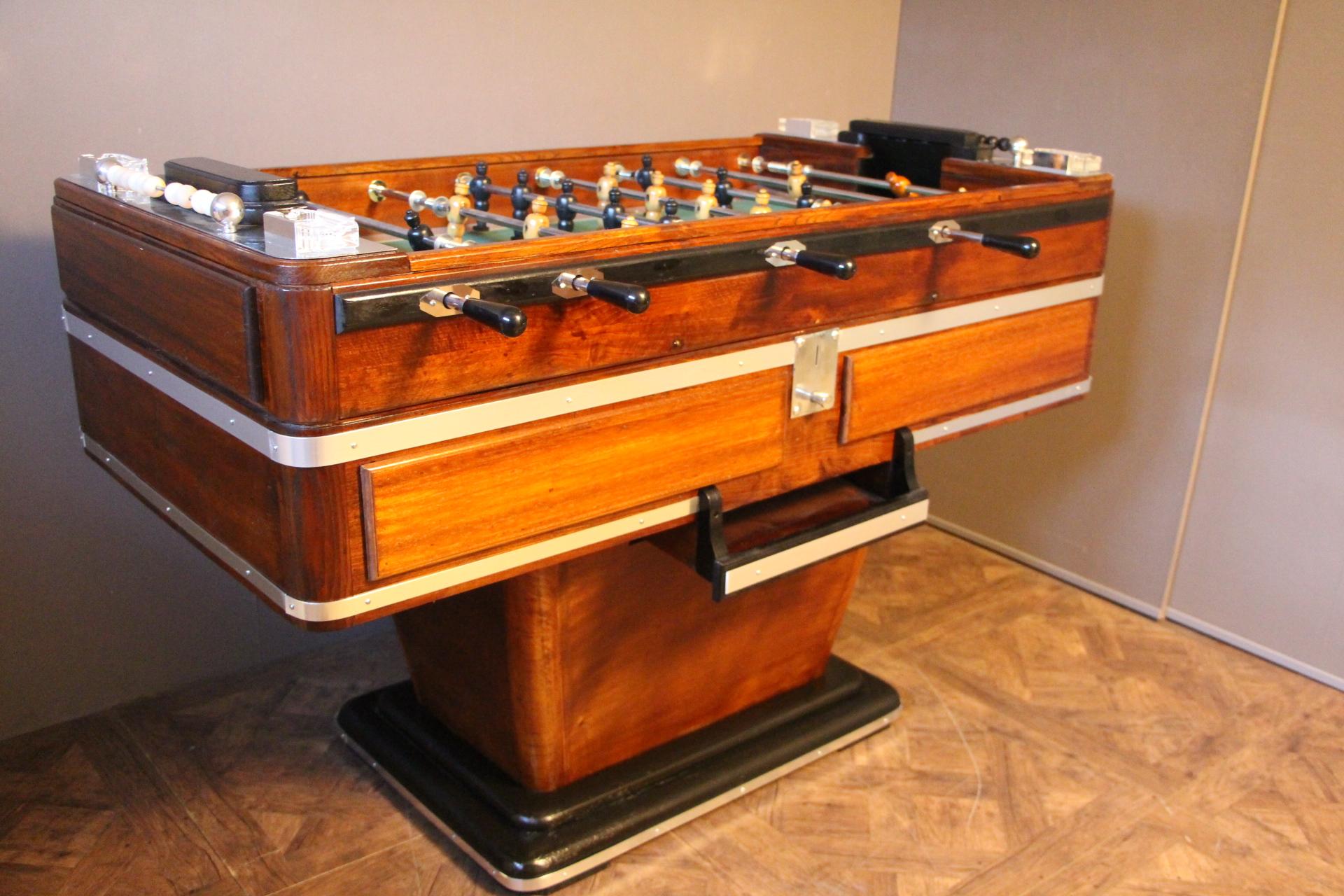 Art Deco 1920s Wood and Aluminum Foosball Table