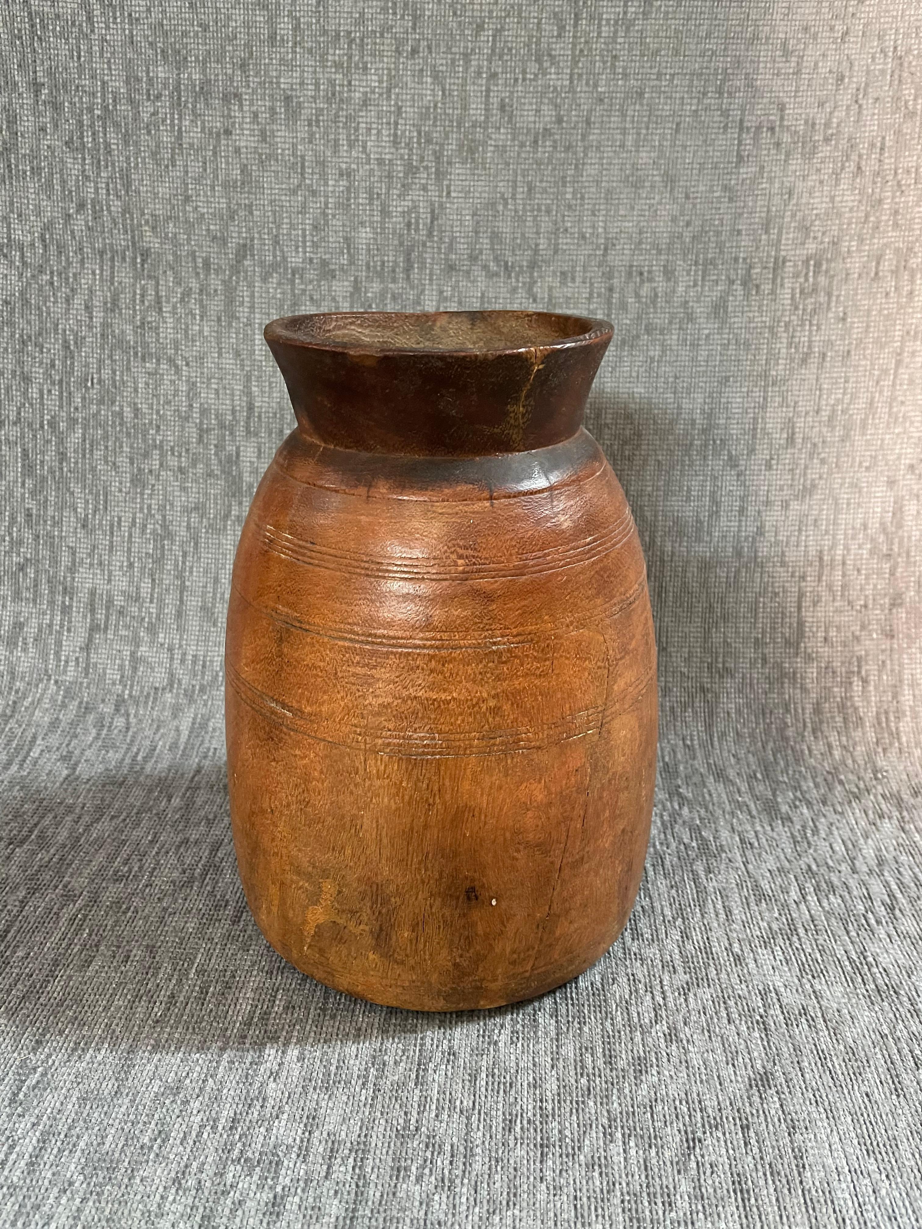 Indian 1920s  Wood Himachal Pot For Sale