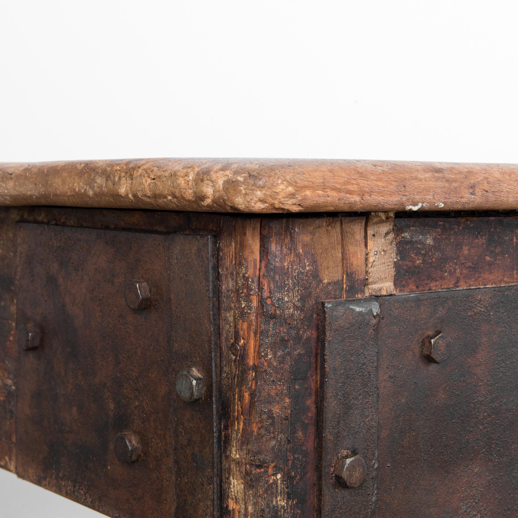 French 1920s Wood Patinated Work Table