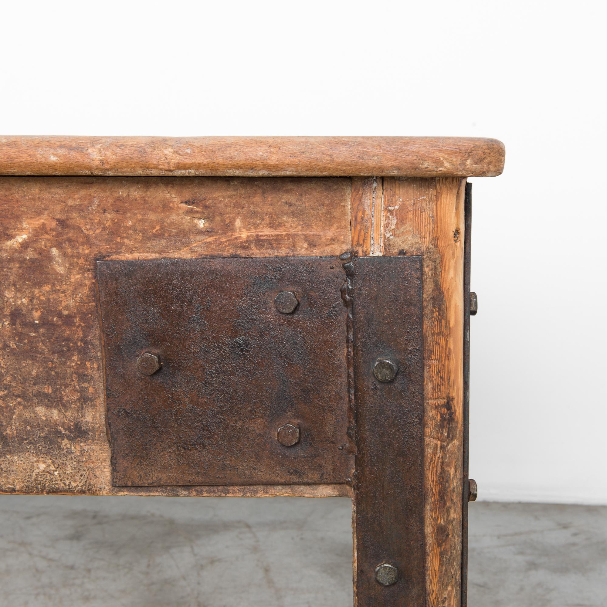 1920s Wood Patinated Work Table In Good Condition In High Point, NC