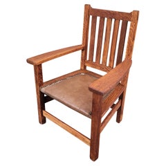 Sedia Child & Childs in legno degli anni '20 con seduta in pelle