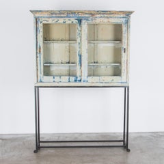 1920s Wooden Vitrine with Vintage Patina on Stand